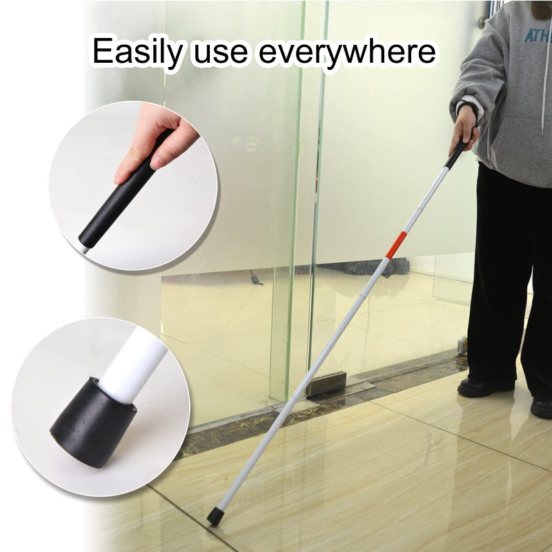 Baitaihem Folding Blind Cane Reflective Red Folding Walking Stick for Vision Impaired and Blind People - Image 5